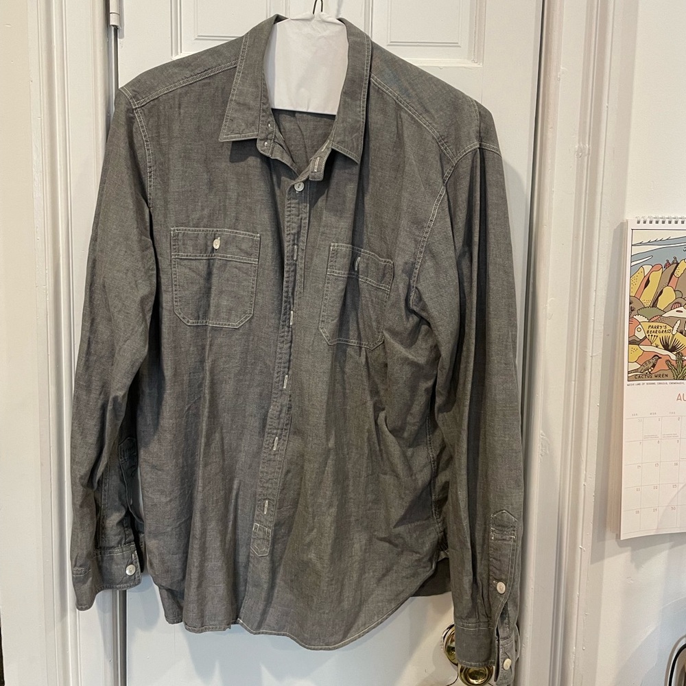 J. Crew Sporting Goods Grey Chambray Button Shirt XL